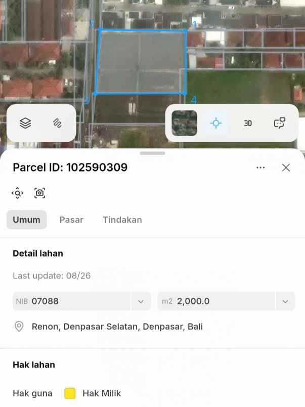 dijual tanah tukad yeh aya