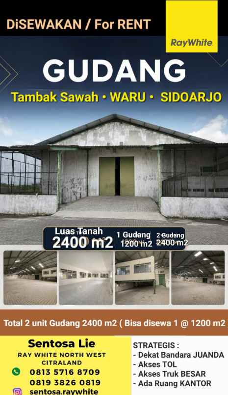 disewakan ruko gudang kantor jalan tambak sawah