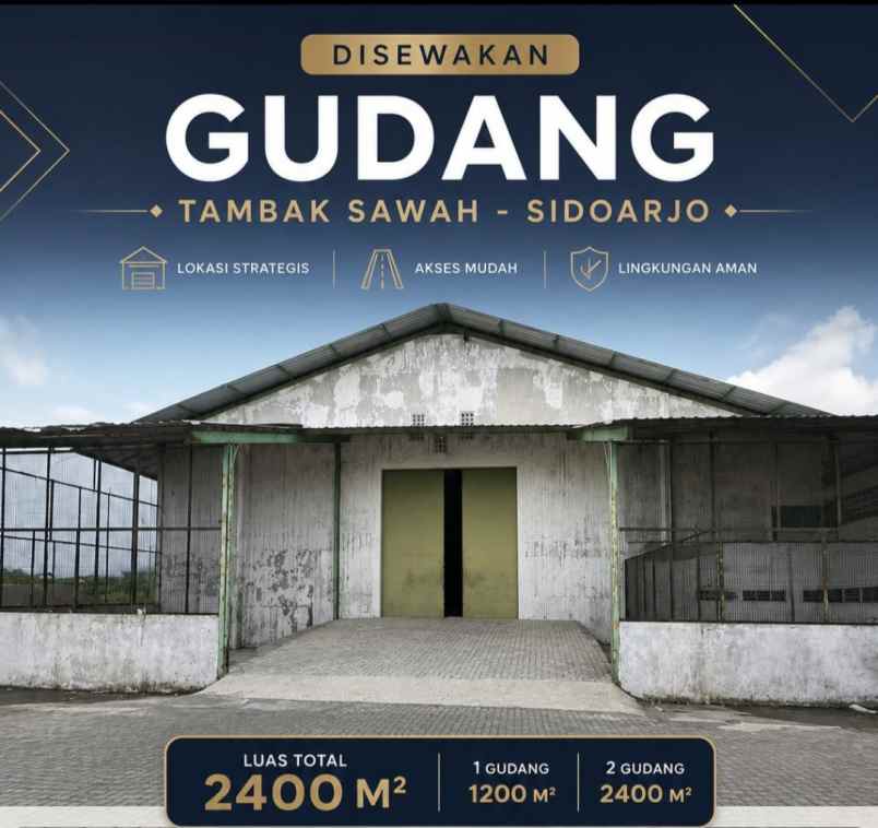 disewakan ruko gudang kantor jalan tambak sawah