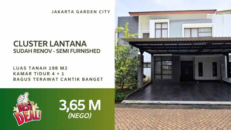 rumah dijual jakarta garden city cluster lantana