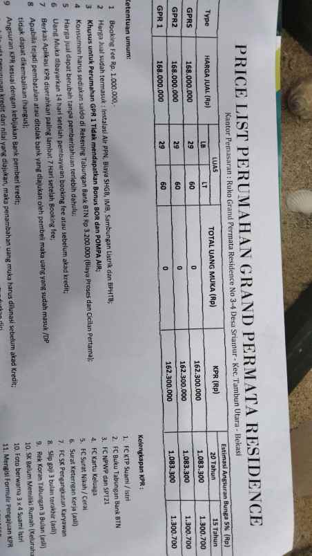 rumah jl raya sriamur tambun utara