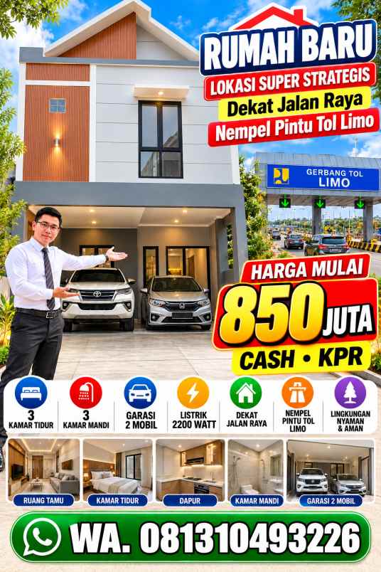 rumah klaster dekat ke jaksel dan bsd pintu tol limo