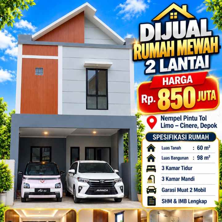 rumah klaster dekat ke jaksel dan bsd pintu tol limo
