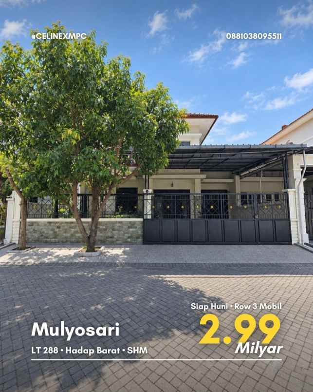 rumah mulyosari strategis siap huni row 3 mobil