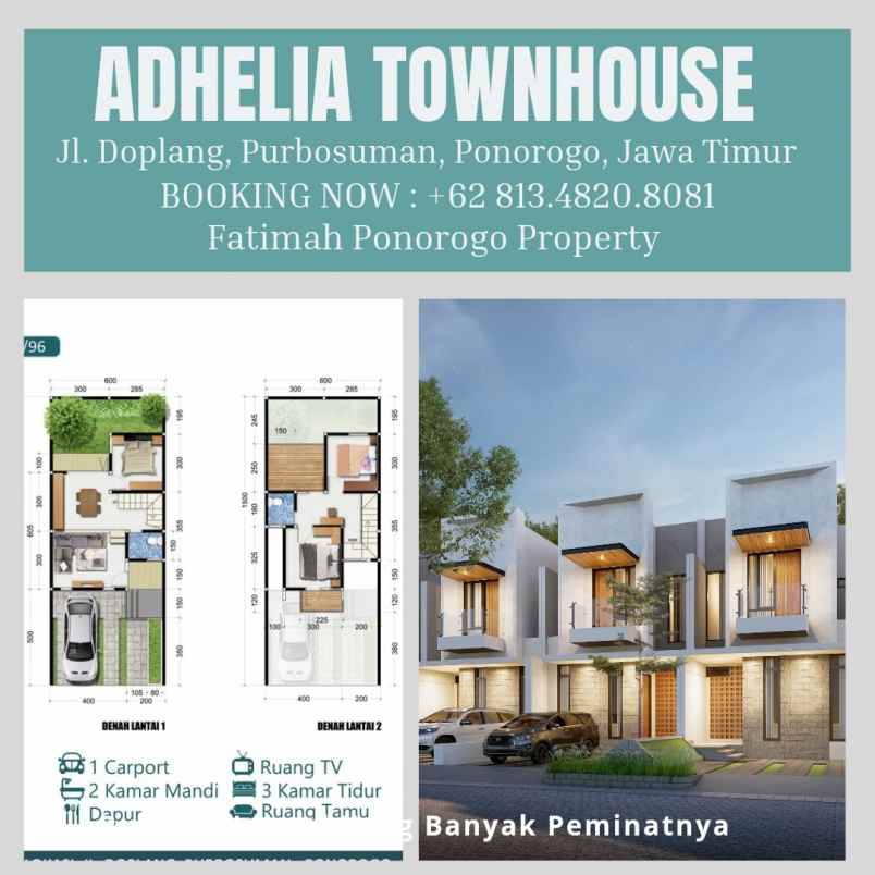 rumah syariah lengkap balkon dan rooftop ponorogo