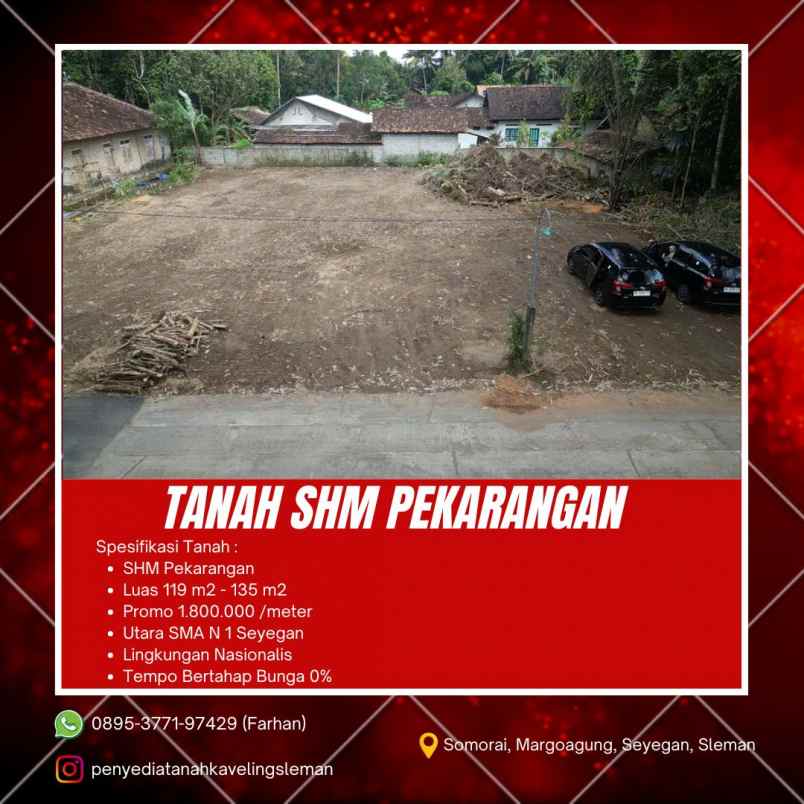 tanah dijual shm pekarangan seyegan sleman