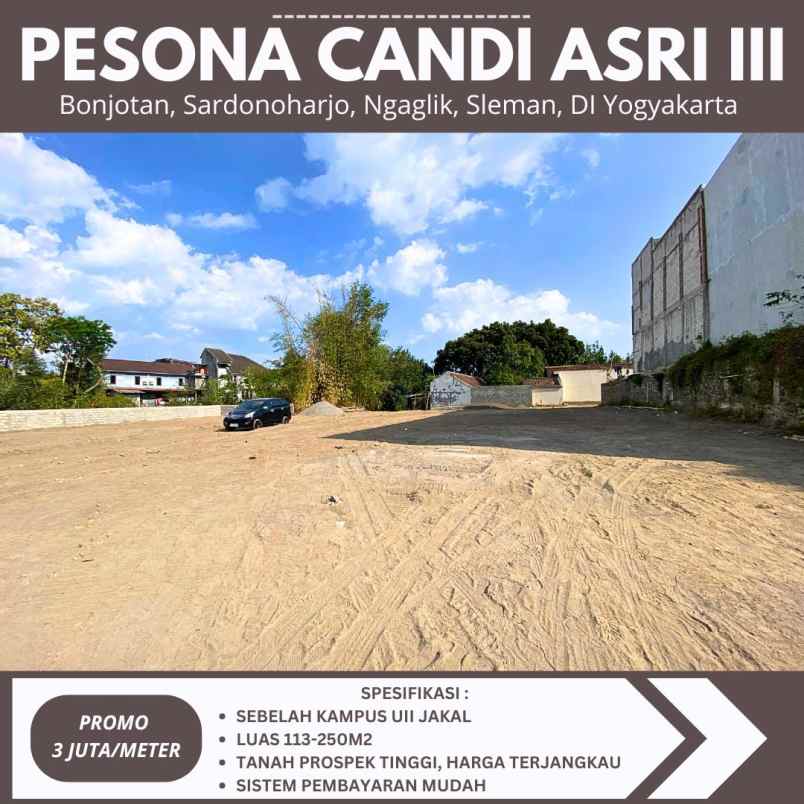 tanah kavling sebelah kampus uii jakal 3 juta meter