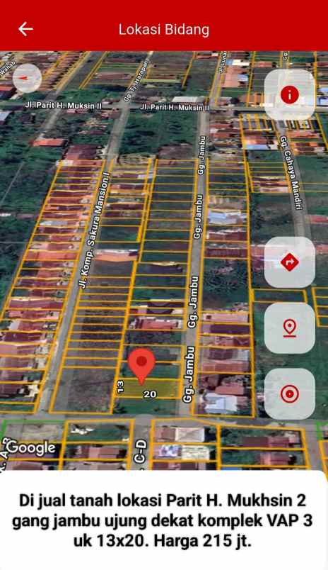 tanah siap bangun parit h muksin 2 gang jambu