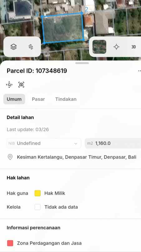 dijual 3 are jl sekar tunjung gatsu timur denpasar