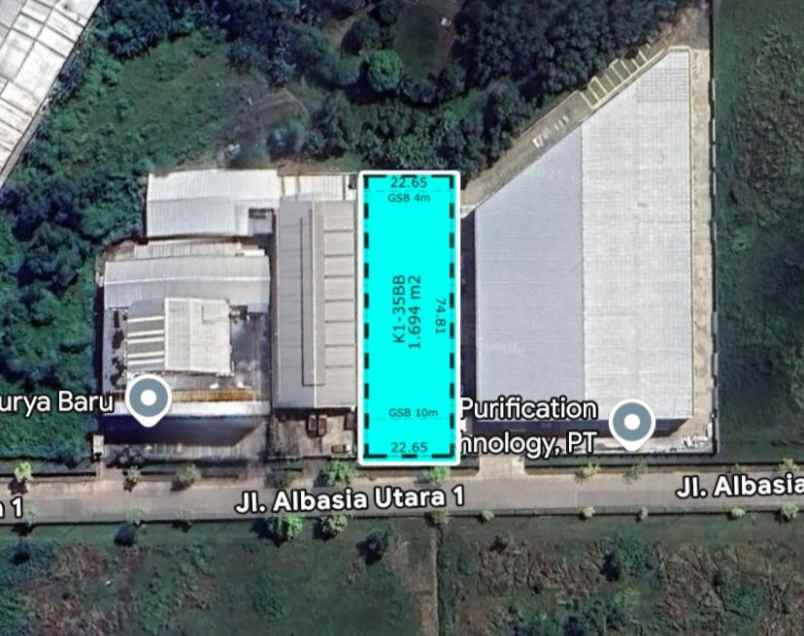 dijual kavling 1 600 m2 lippo cikarang