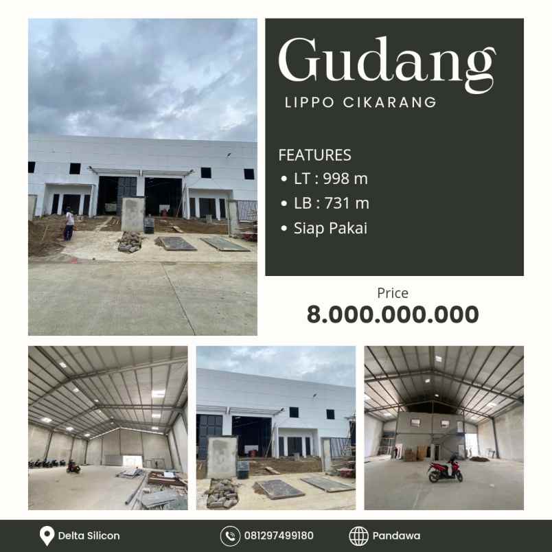 dijual ruko gudang kantor delta silicon lippo cikarang