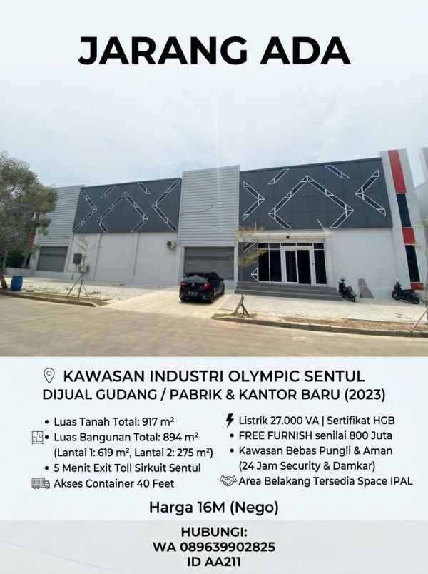dijual ruko gudang kantor kawasan industri olympic