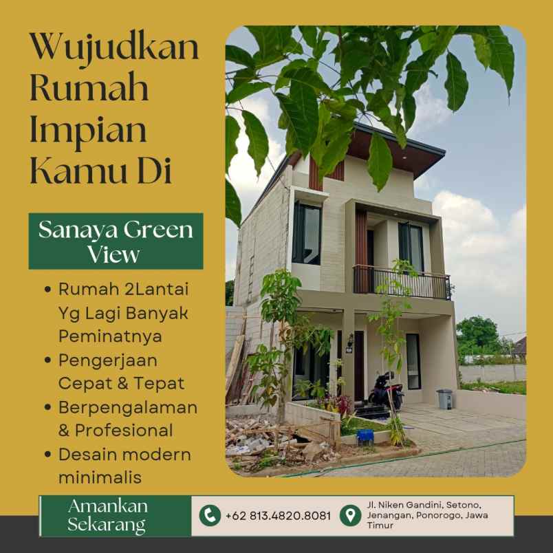 dijual rumah 2 lantai syariah di kota ponorogo