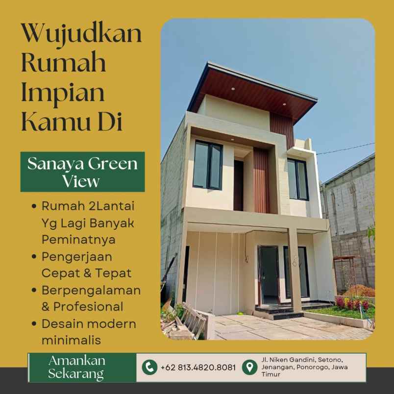dijual rumah 2 lantai syariah di kota ponorogo