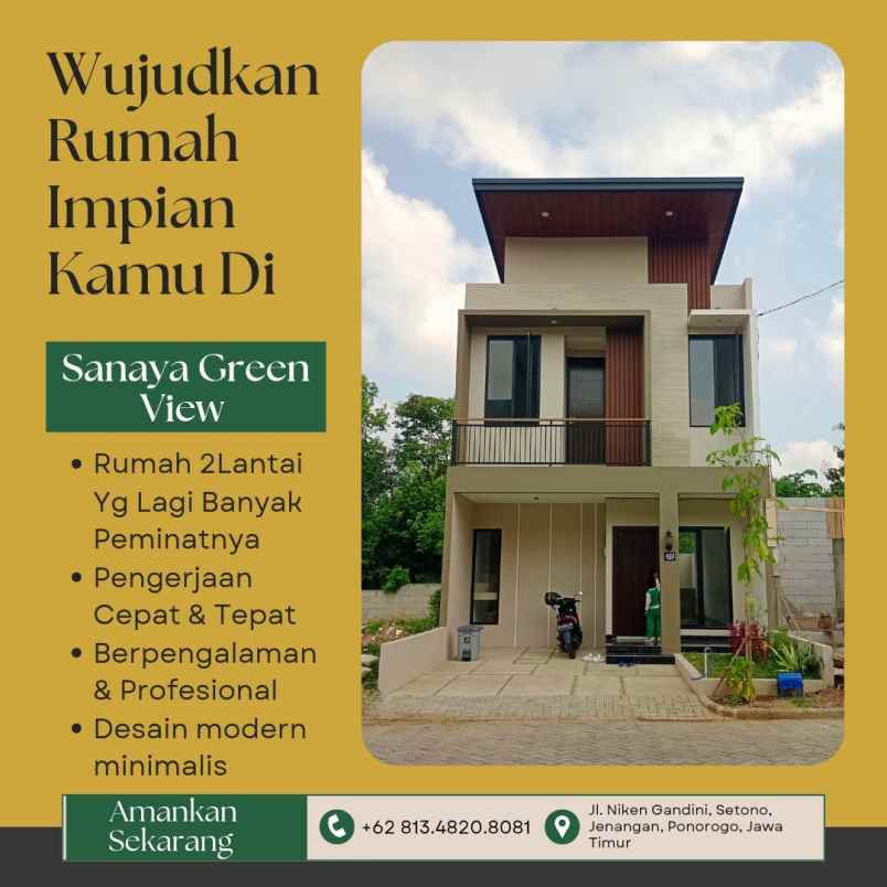 dijual rumah 2 lantai syariah di kota ponorogo