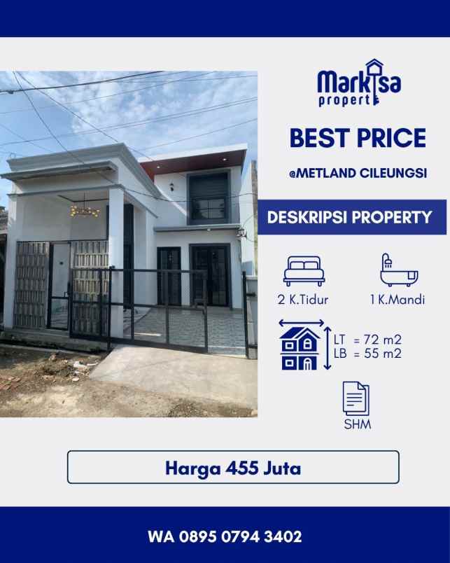 dijual rumah baru renovasi di metland cileungsi bogor