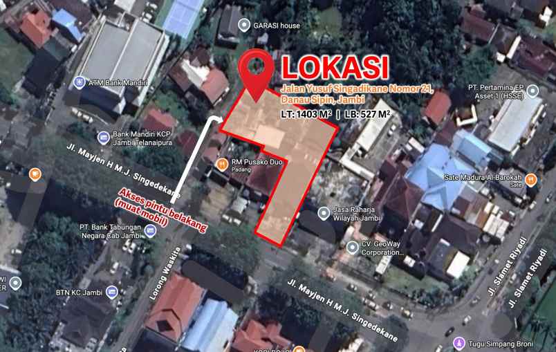 dijual rumah jalan yusuf singadikane