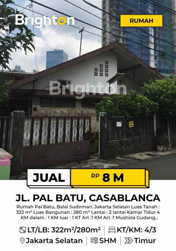 dijual rumah jl pal batu casablanca