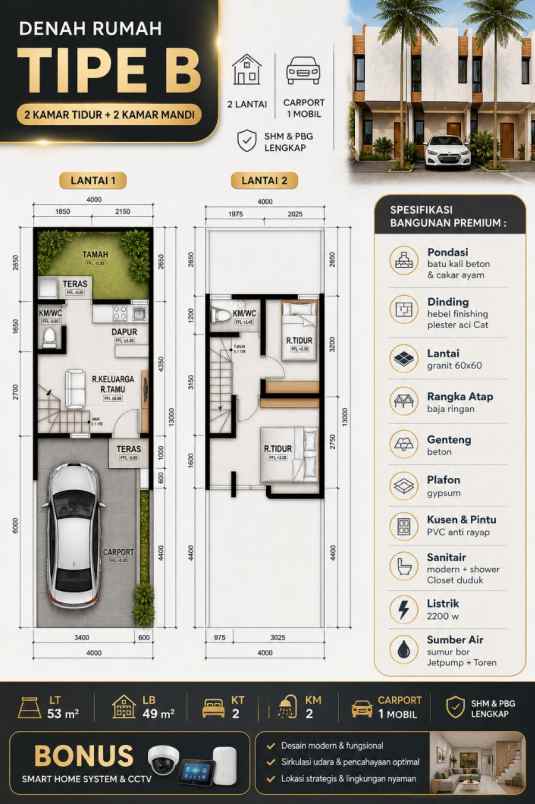 dijual rumah modern 2 lantai di ciracas jakarta timur