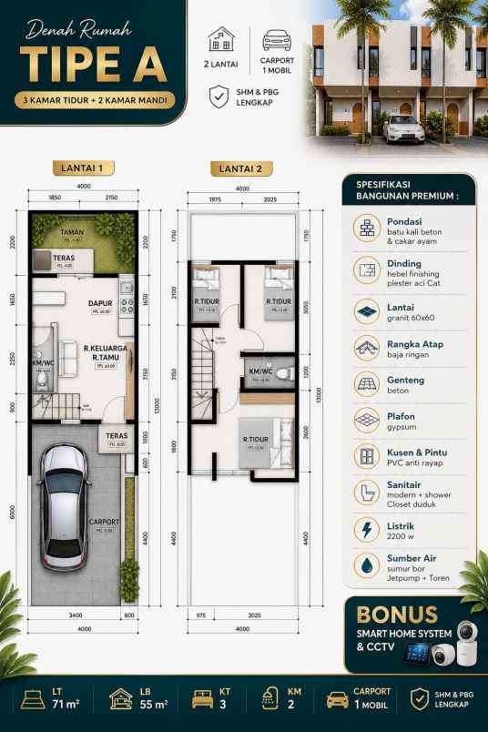 dijual rumah modern 2 lantai di ciracas jakarta timur