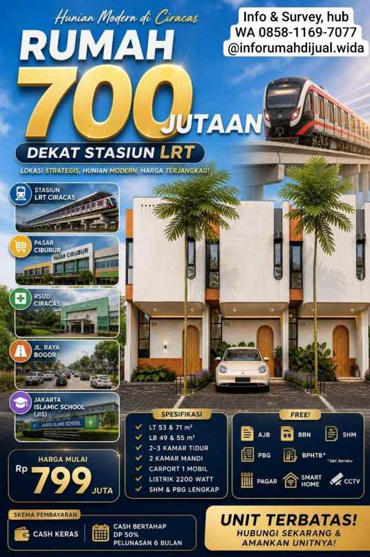 dijual rumah modern 2 lantai di ciracas jakarta timur