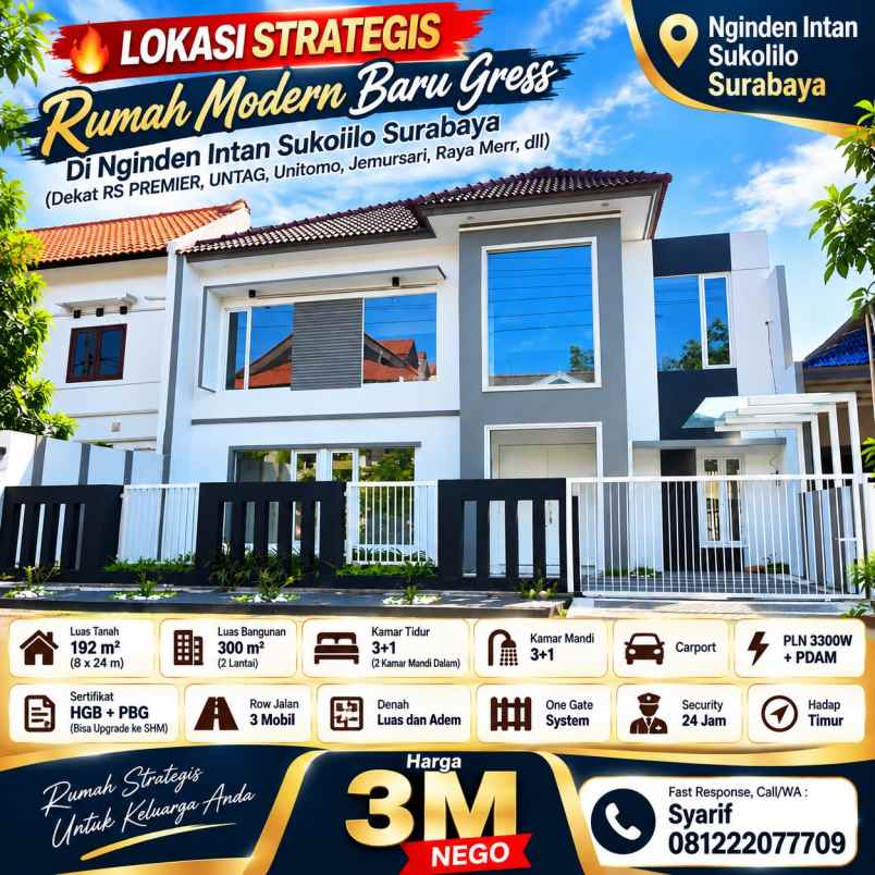 dijual rumah nginden intan