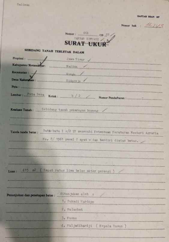 dijual tanah di desa sidorejo belakang mtsn sidorejo