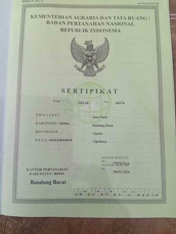 dijual tanah jl ciptaharja