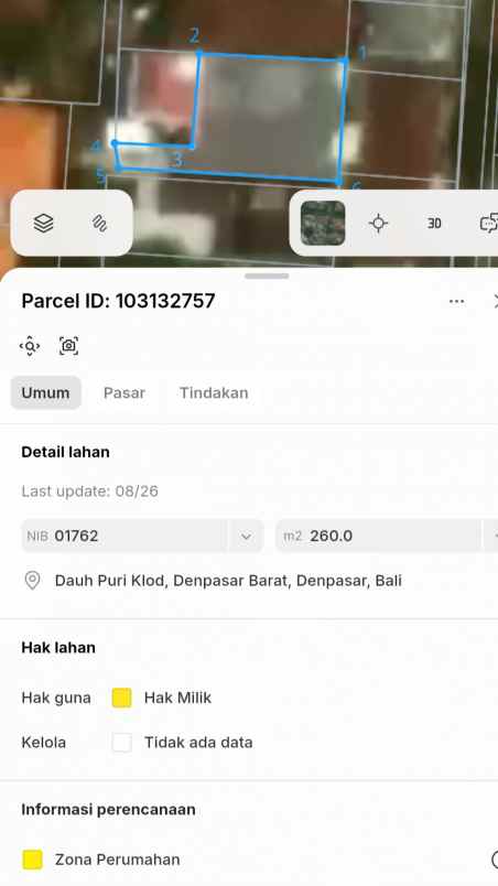 dijual tanah jl gunung salak