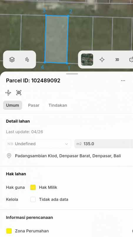 dijual tanah jl gunung salak