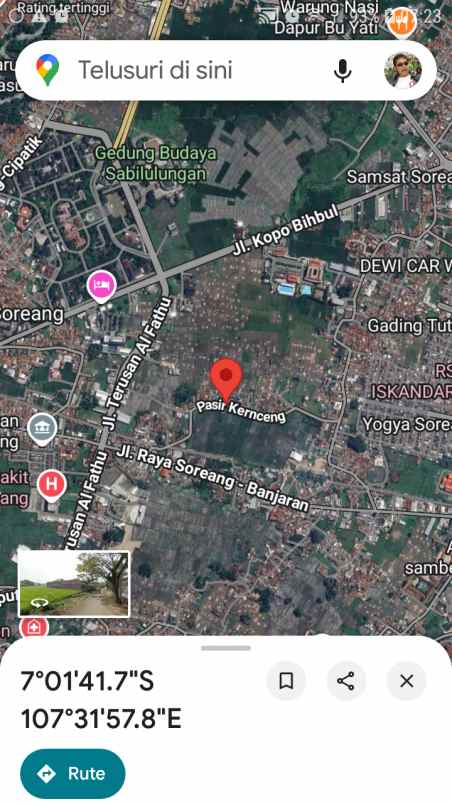 dijual tanah jl pasir kemceng