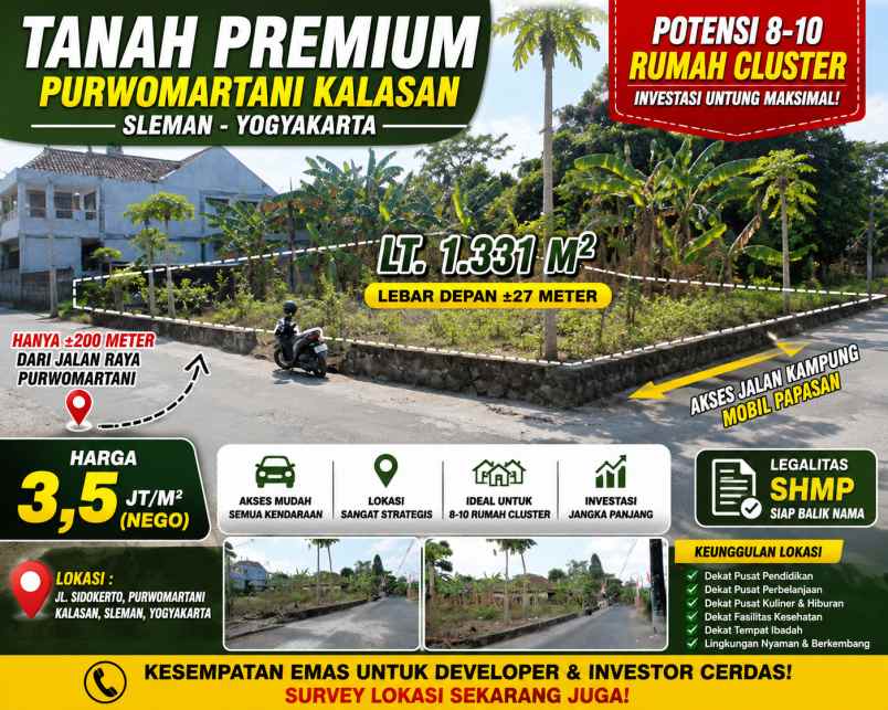 dijual tanah jl sidokerto purwomartani