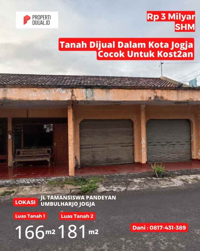 dijual tanah jl tamansiswa pandeyan