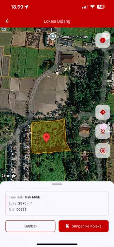 dijual tanah kawasan villa lokasi ubud
