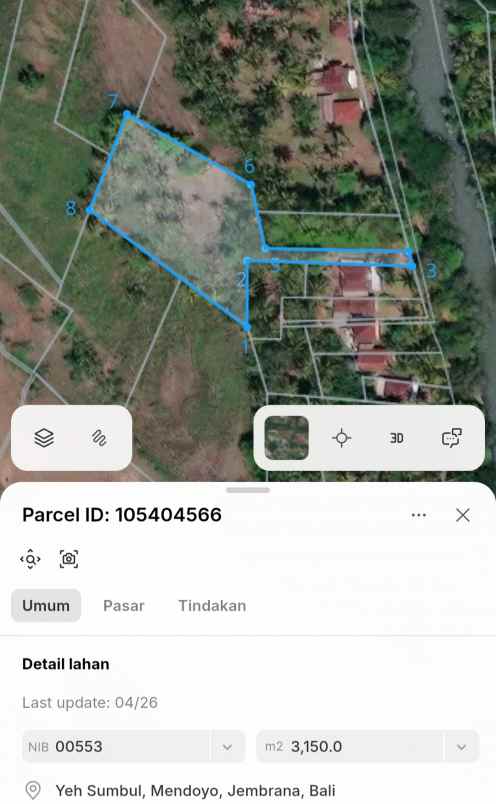 dijual tanah medewi kec pekutatan kab