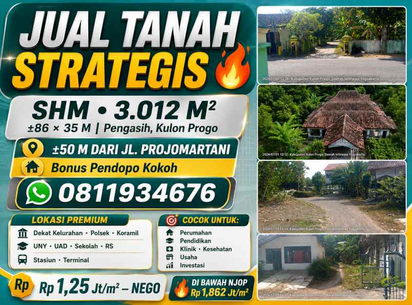 dijual tanah pengasih kulonprogo yogyakarta