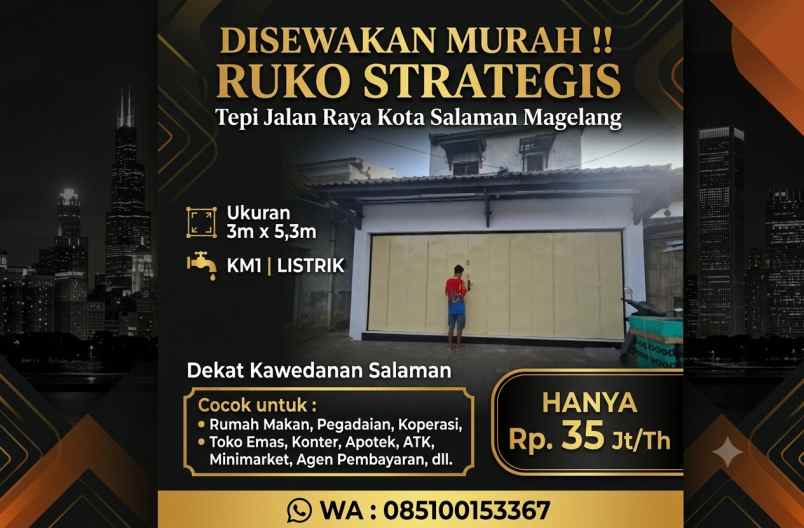 disewakan ruko gudang kantor salaman magelang