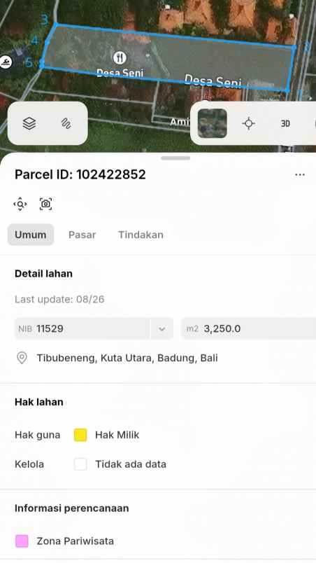 disewakan tanah jl subak sari