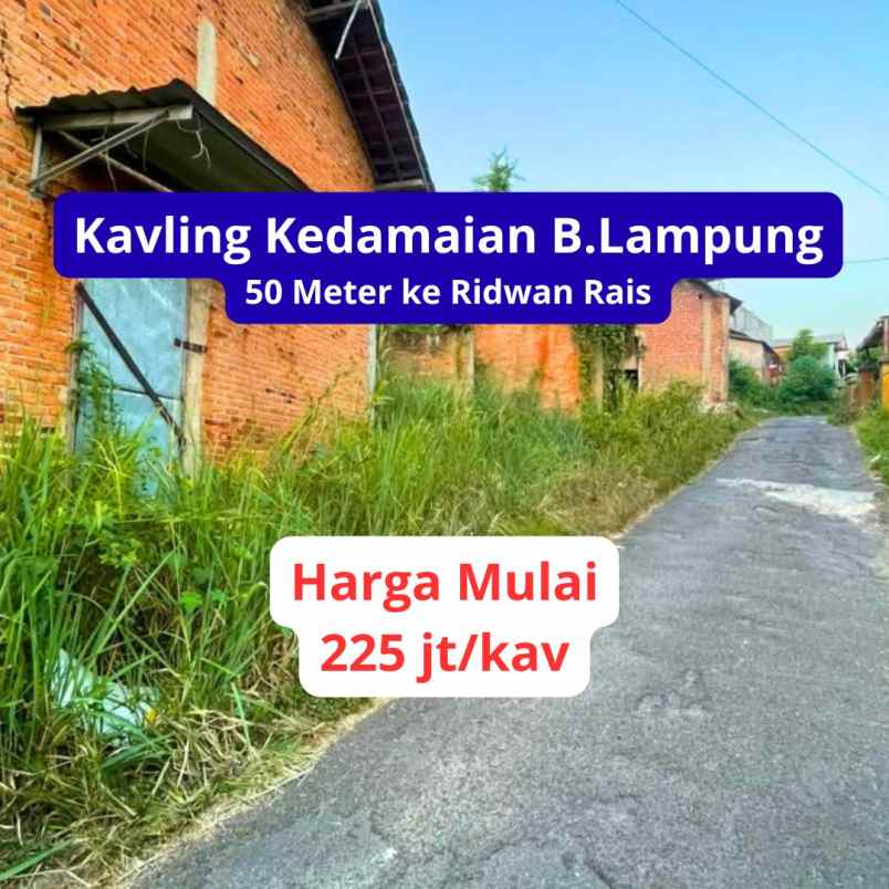 jual tanah kedamaian 50 meter dari ridwan rais
