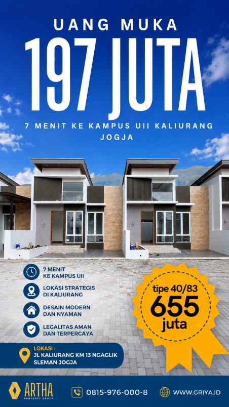 rumah dijual jogja 2 kamar dekat kampus uii sleman