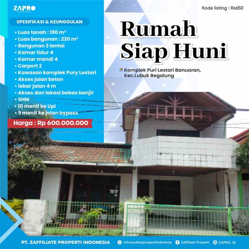 Rumah Siap Huni Di Lubuk Begalung Padang
