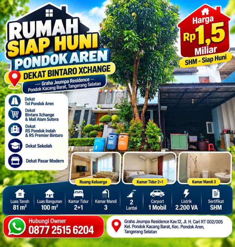 rumah siap huni pondok aren dekat bintaro xchange shm