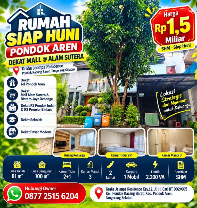 rumah siap huni pondok aren dekat mall alam sutera