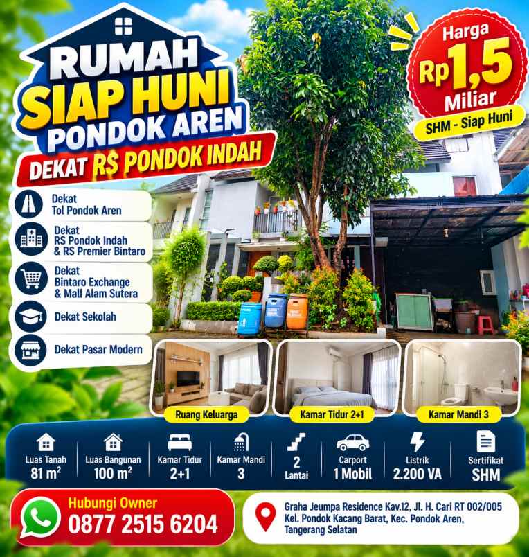 rumah siap huni pondok aren dekat rs pondok indah