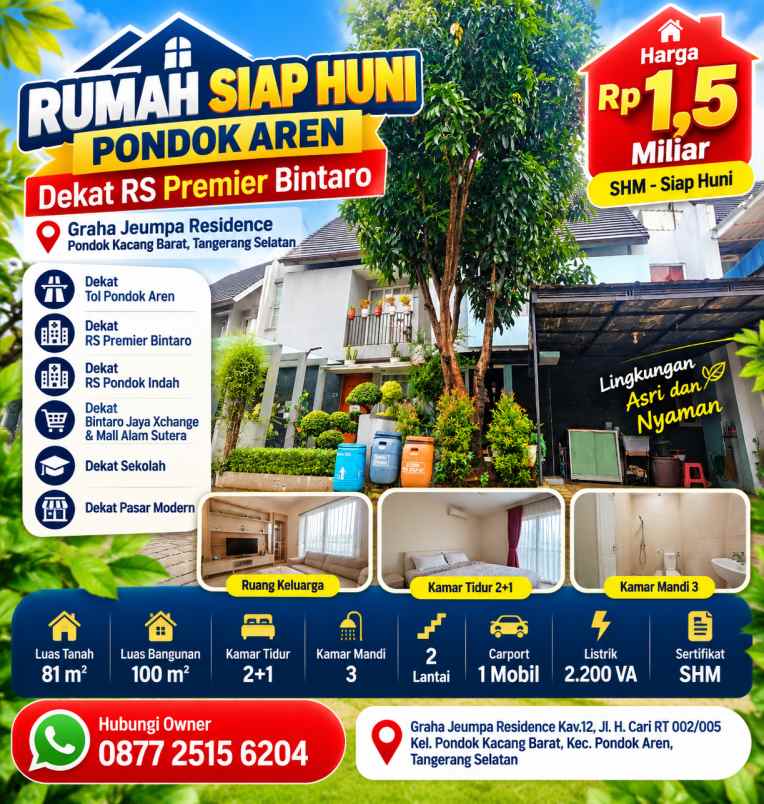 rumah siap huni pondok aren dekat rs premier bintaro