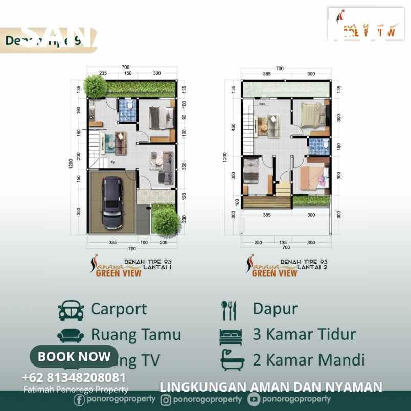 rumah syariah 2 lantai asri di ponorogo