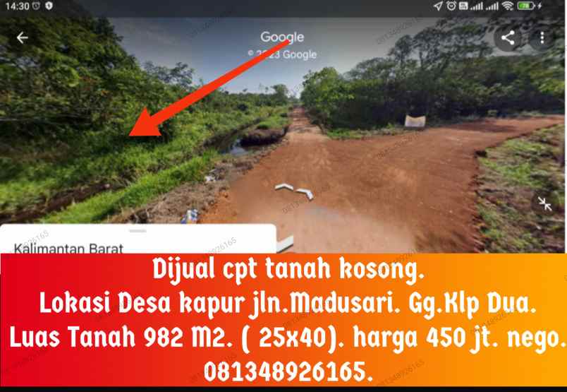 tanah kosong lokasi desa kapur jln madusari gg klp dua