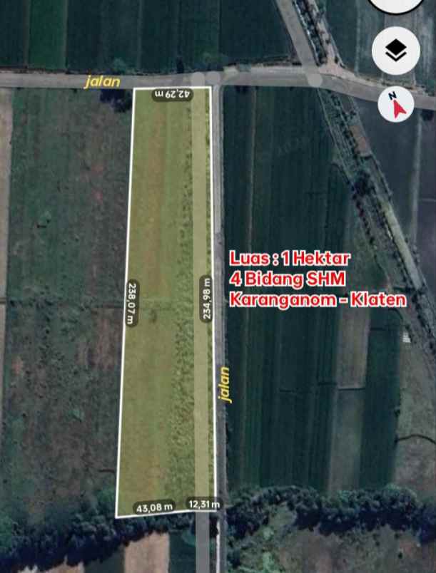 tanah pertanian subur 1 ha diklaten 200rb m2