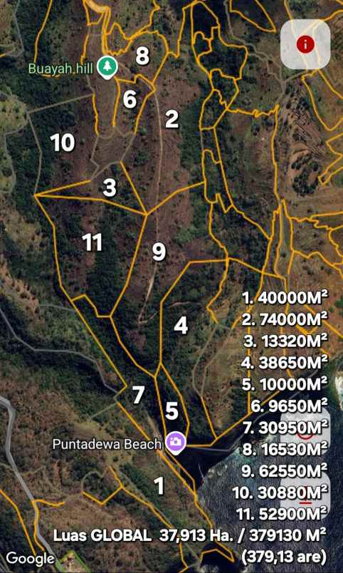 dijual 38 ha loss tebing tanglad nusa penida klungkung