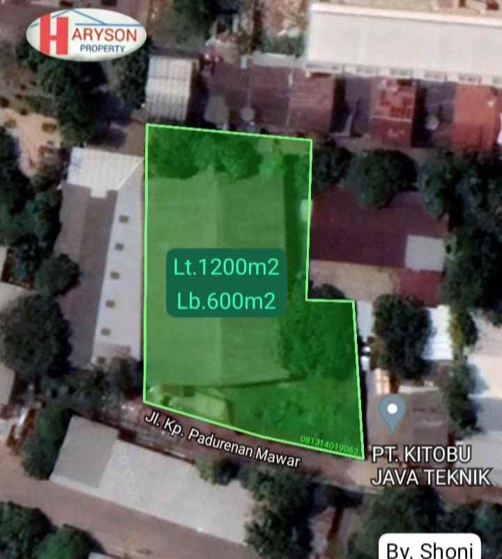dijual gudang 1200 m2 pedurenan kota bekasi